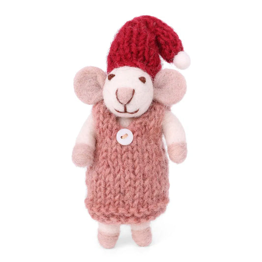 En Gry & Sif White Mouse with Rose Dress