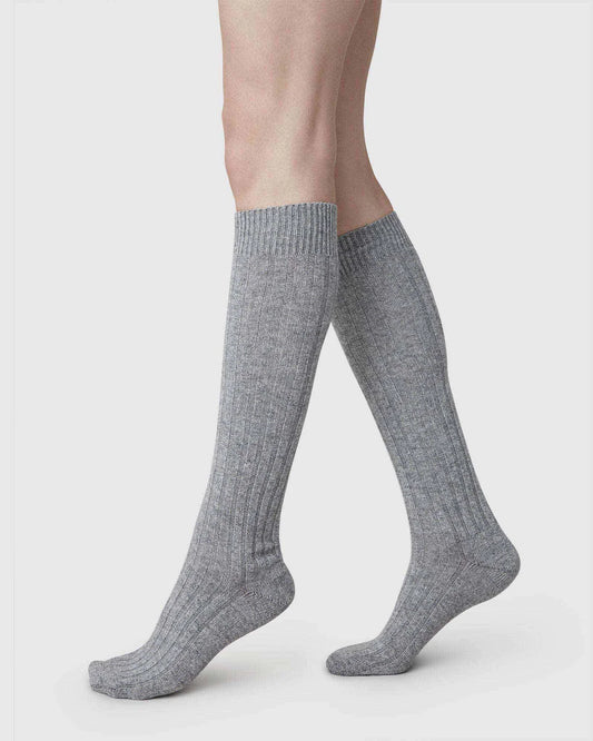 Bodil Chunky Knee High Socks - Grey
