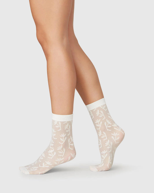 Swedish Stockings - Flora Flower Socks - Ivory