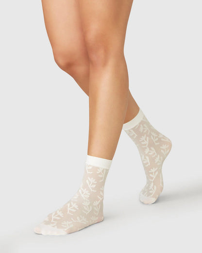 Swedish Stockings - Flora Flower Socks - Ivory