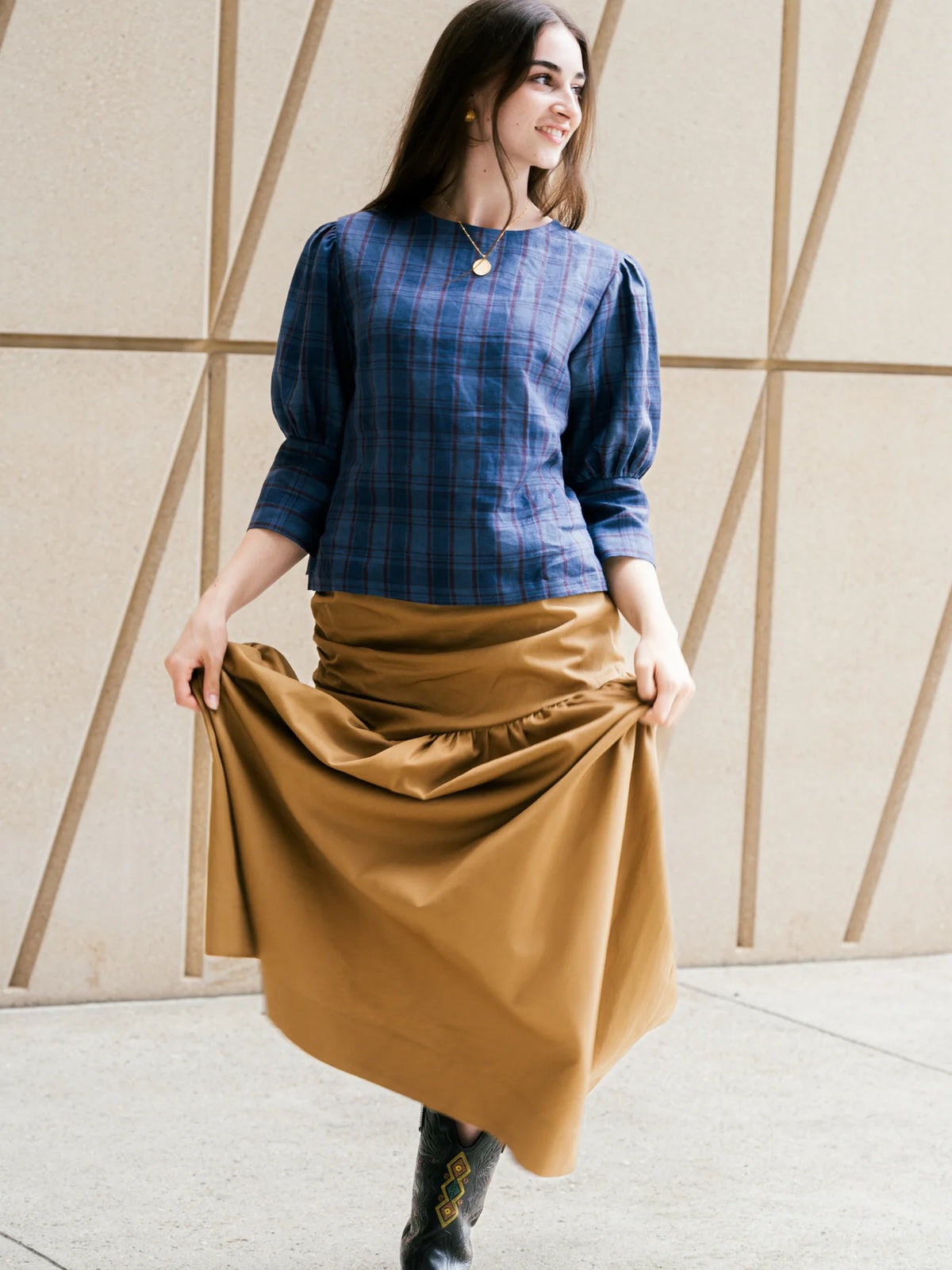 Iwona Blouse - Navy Check