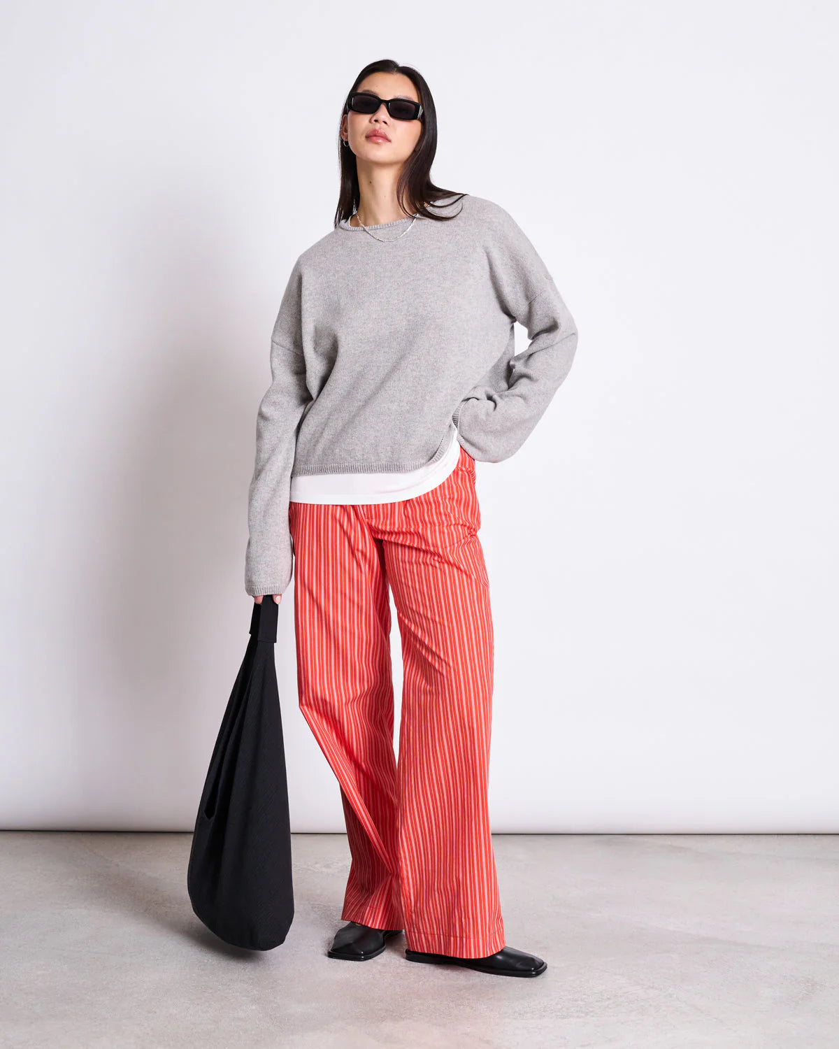 Soby Cotton Pants Cherry Red & White Stripe