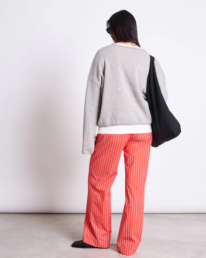 Soby Cotton Pants Cherry Red & White Stripe