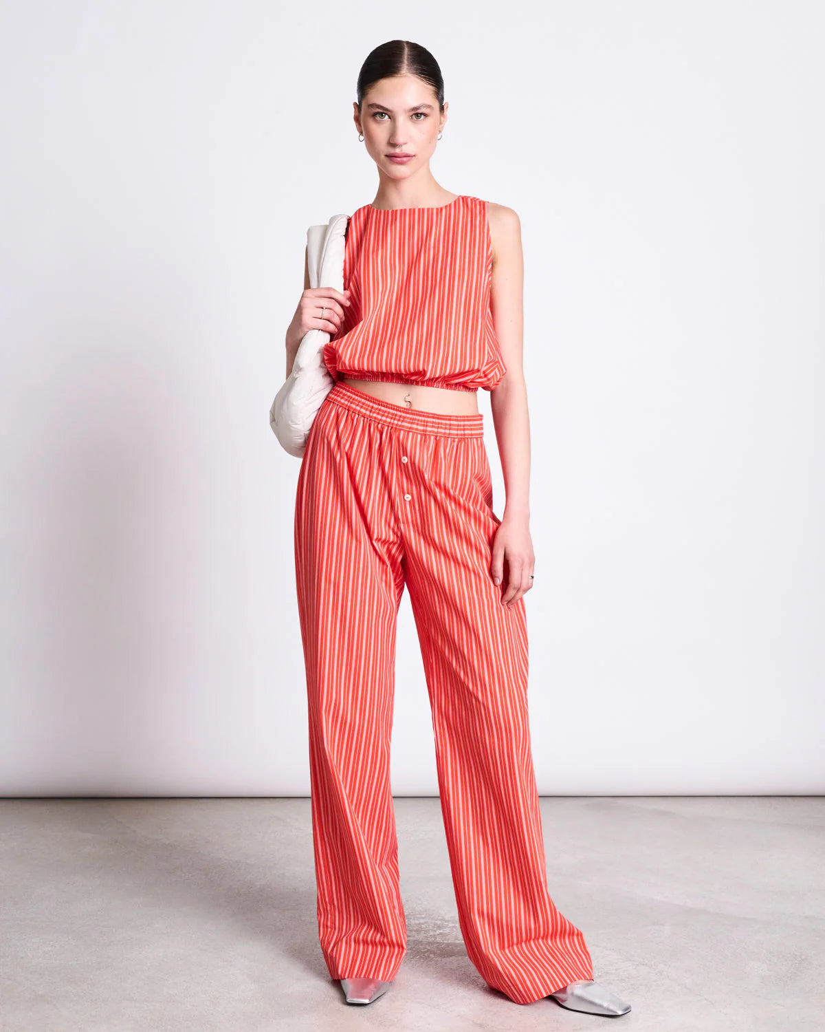 Amalien Cotton Top - Cherry Red & White Stripe