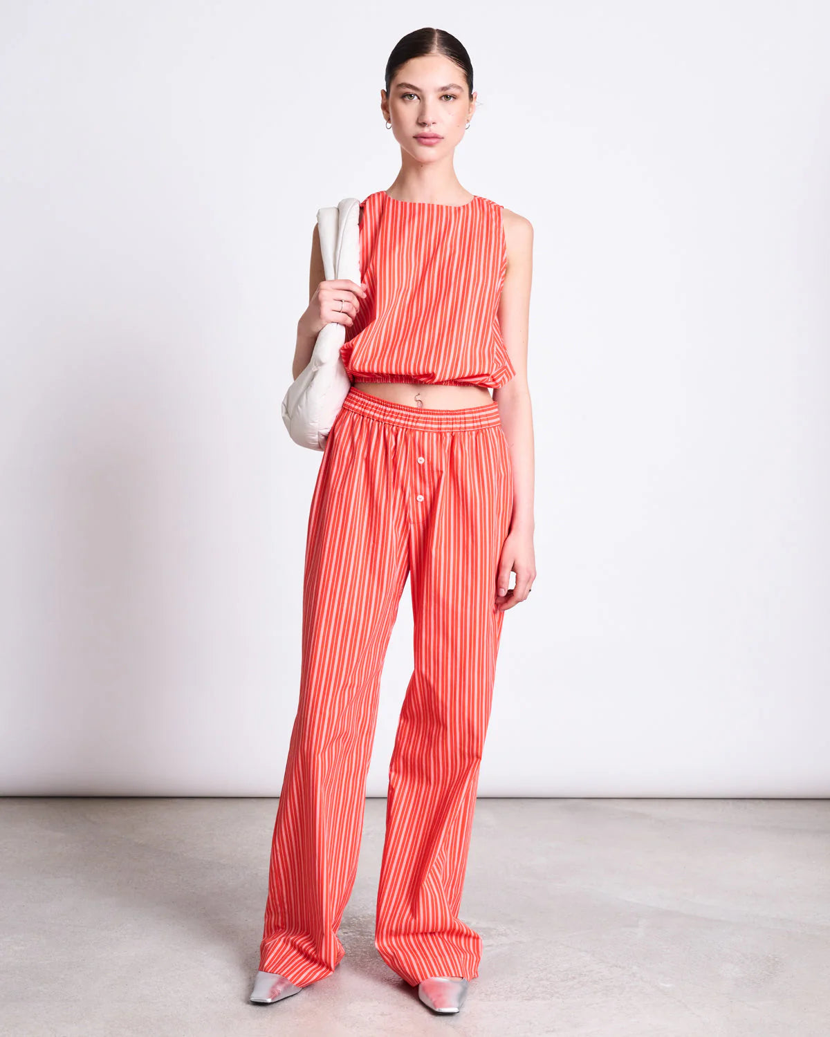 Amalien Cotton Top - Cherry Red & White Stripe
