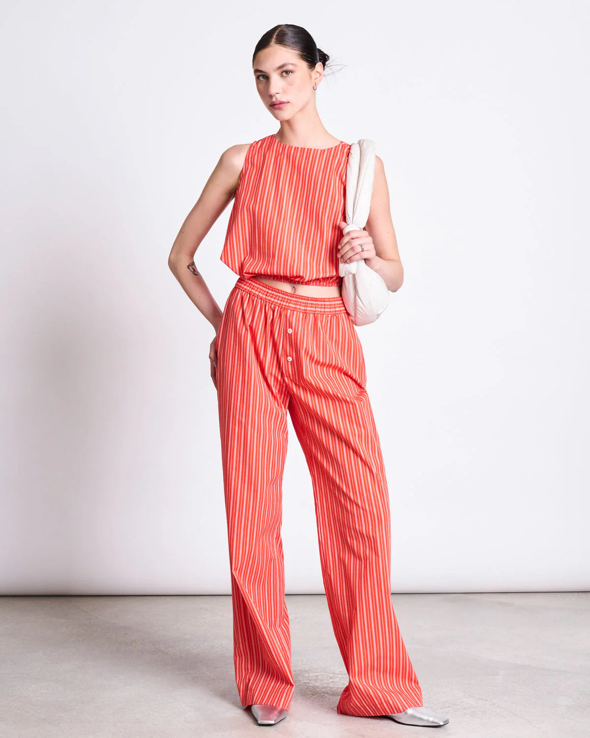 Amalien Cotton Top - Cherry Red & White Stripe