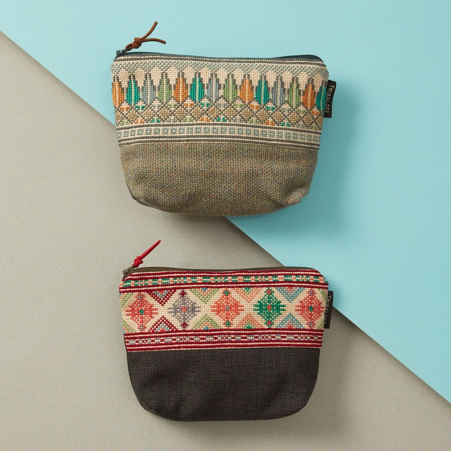 Hand Embroidered Grey Make Up Pouch - second image