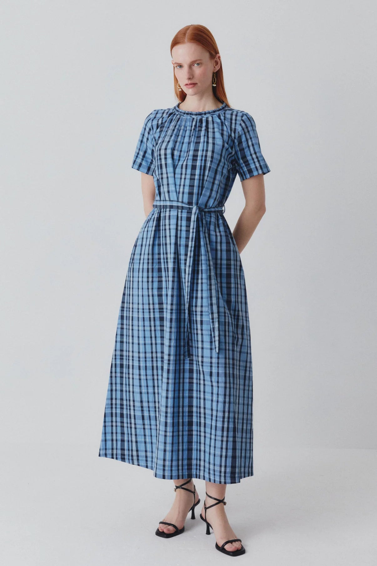 Shayla Dress Reversible Blue Check