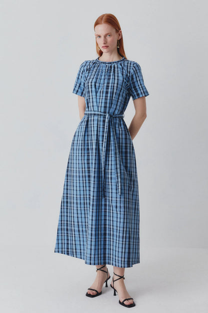 Shayla Dress Reversible Blue Check