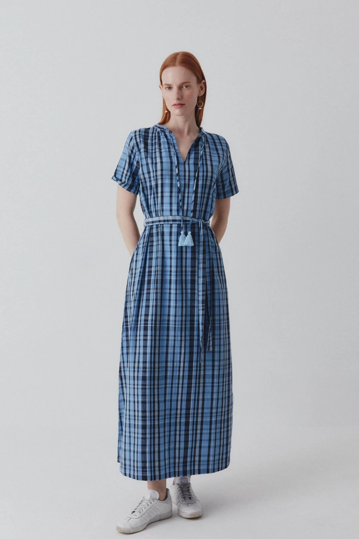 Shayla Dress Reversible Blue Check