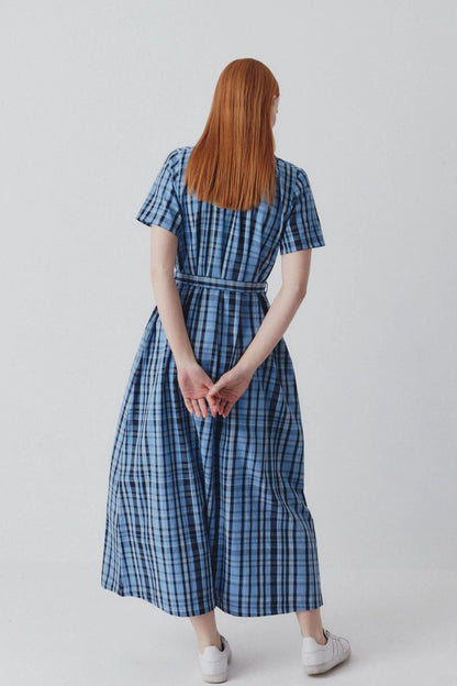 Shayla Dress Reversible Blue Check