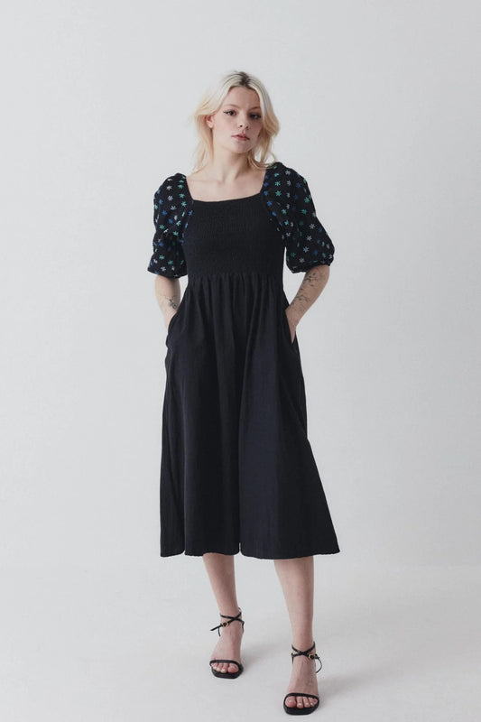 Belle Dress Hand Embroidered Black