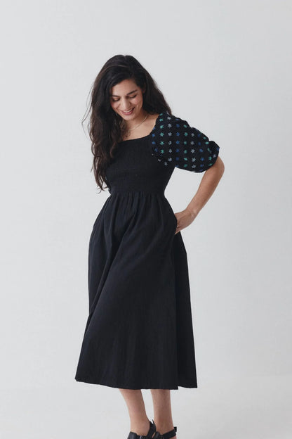 Belle Dress Hand Embroidered Black