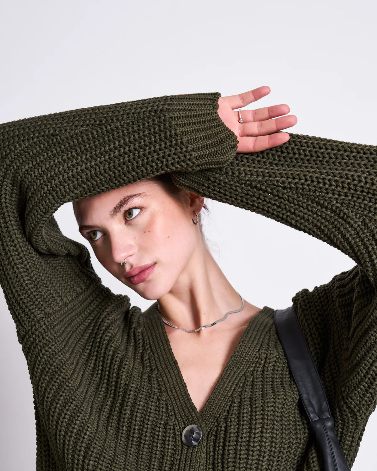 Jan n June - LENA Cardigan - Dark Olive