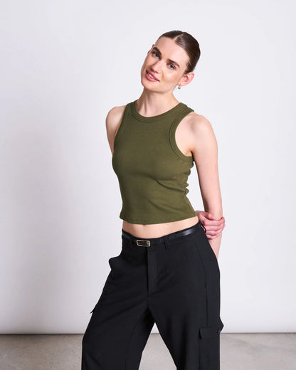 Jan N June - PORTO Organic Cotton Top - Dark Olive