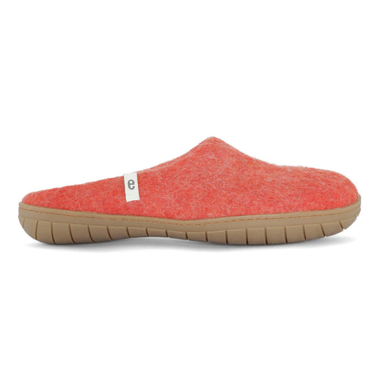 Slip on Wool Slipper with Rubber Sole | Rusty Red