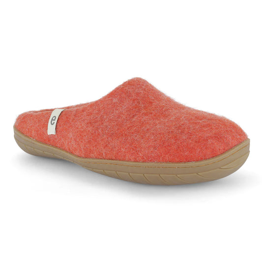 Slip on Wool Slipper with Rubber Sole | Rusty Red