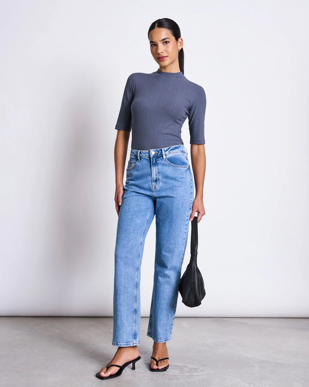 Nina Lyocell Rib T-Shirt - Turbulence