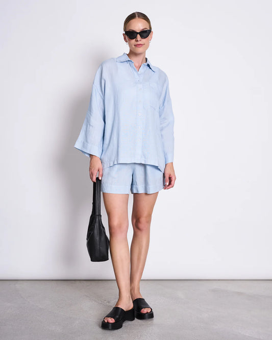 Linen Shirt Mons - Sky Blue