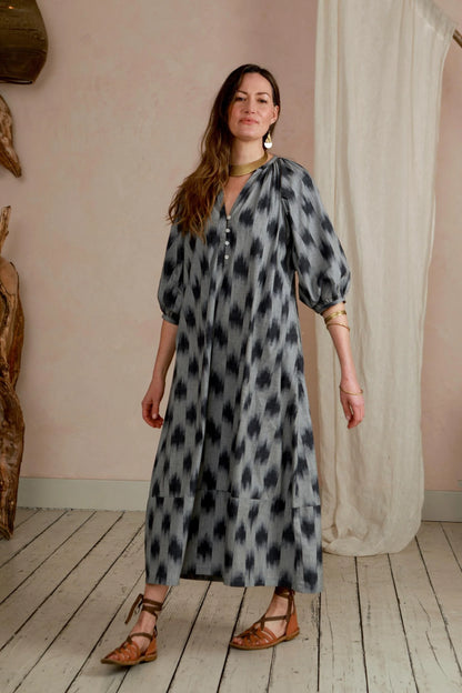 Safari Dress in Grey Ikat