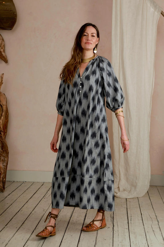 Safari Dress in Grey Ikat