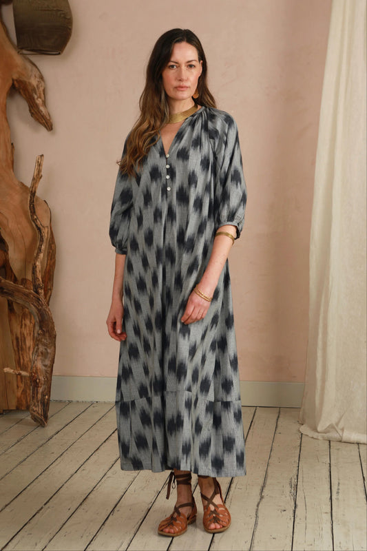 Safari Dress in Grey Ikat