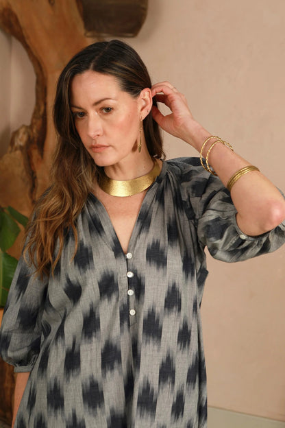 Safari Dress in Grey Ikat