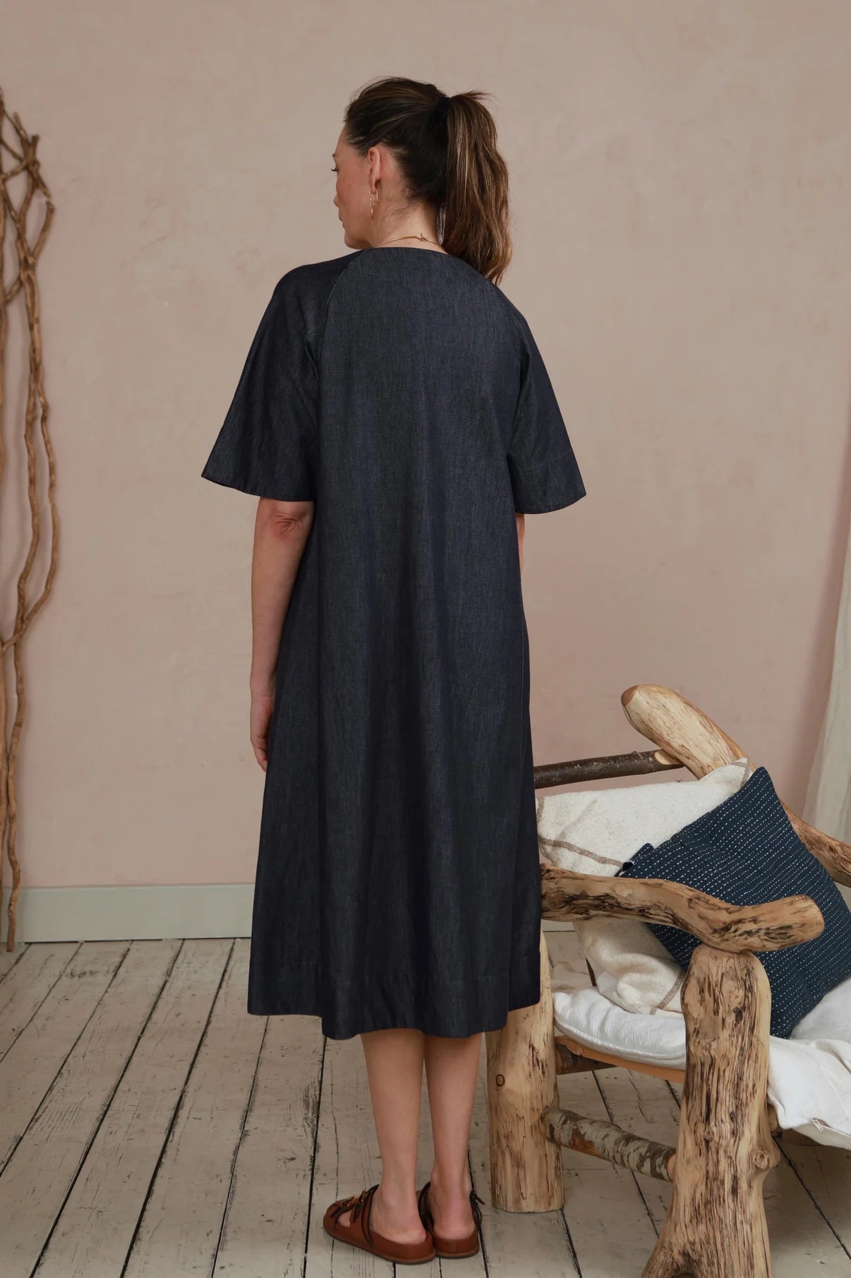 Rebecca Dress in Denim Indigo Chambray