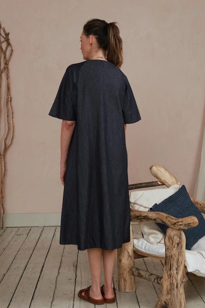 Rebecca Dress in Denim Indigo Chambray