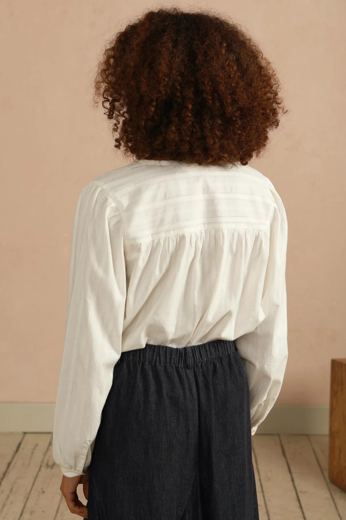 Laura Hand Woven Lace Weave White Blouse