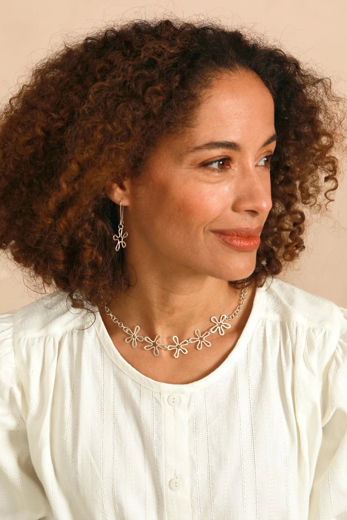 Laura Hand Woven Lace Weave White Blouse