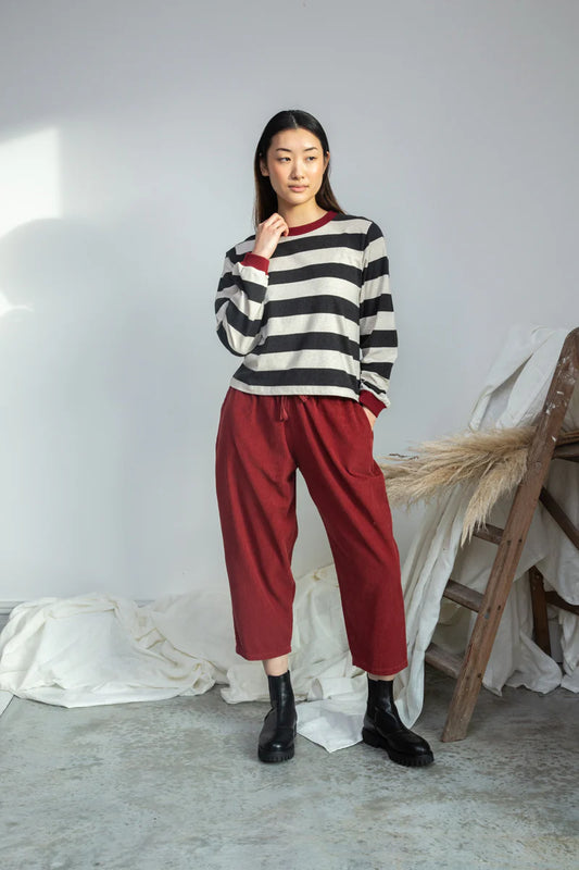 Cedar Organic Cotton Corduroy Trousers Soft Burgundy