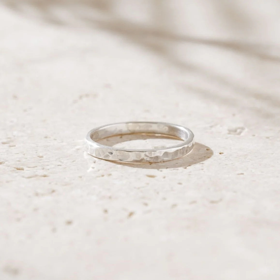 Aquila - 2mm Hammered Silver Stacking Ring