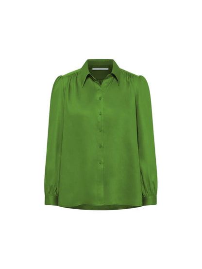 Green Tencel Ruffled Blouse