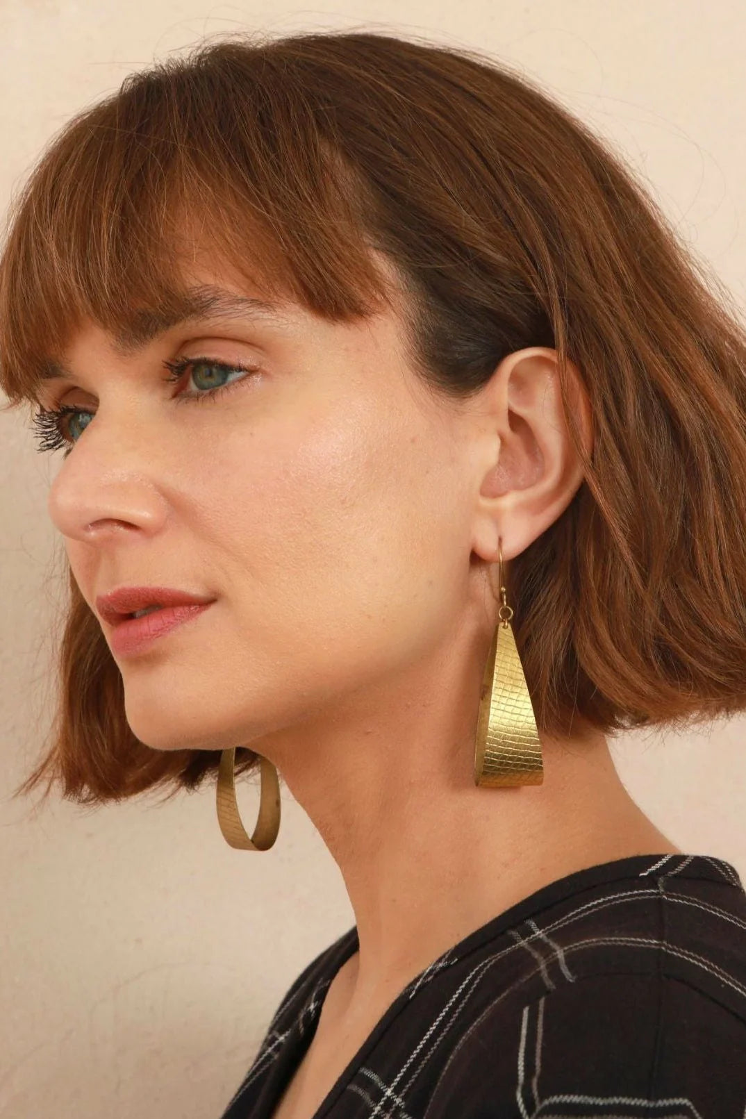 Basket Loop Earrings - Brass
