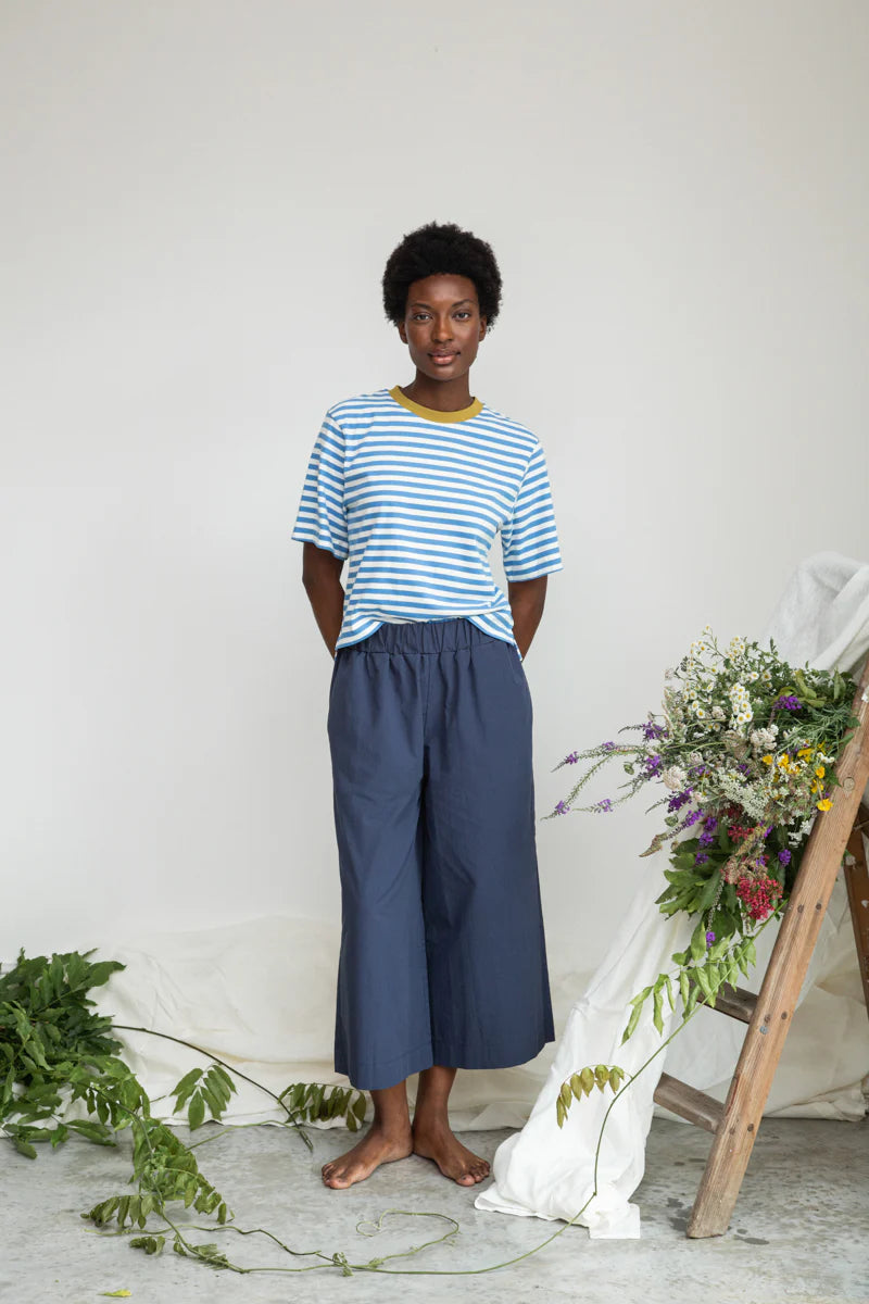 Sea Blue and White Stripe Bay Organic Cotton Tee