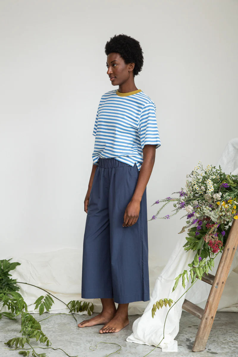 Sea Blue and White Stripe Bay Organic Cotton Tee