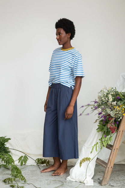Sea Blue and White Stripe Bay Organic Cotton Tee