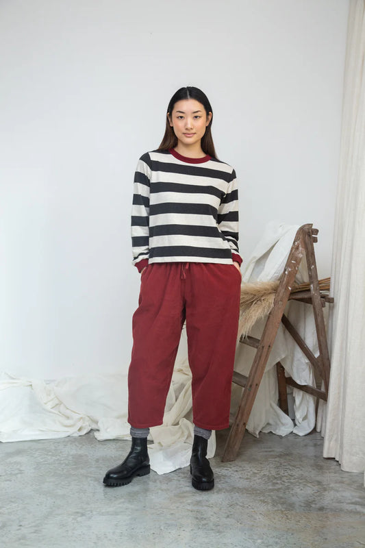 Cedar Organic Cotton Corduroy Trousers Soft Burgundy