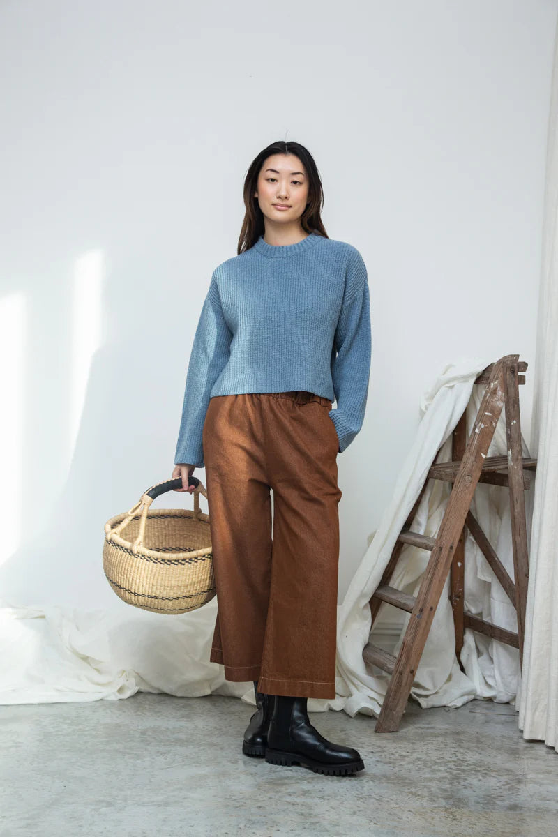 Evora-Leigh Organic Cotton Denim Trousers Bark Brown