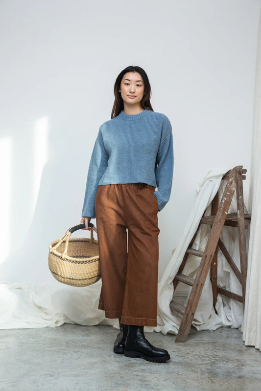 Evora-Leigh Organic Cotton Denim Trousers Bark Brown