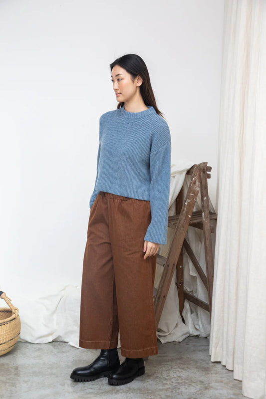 Evora-Leigh Organic Cotton Denim Trousers Bark Brown