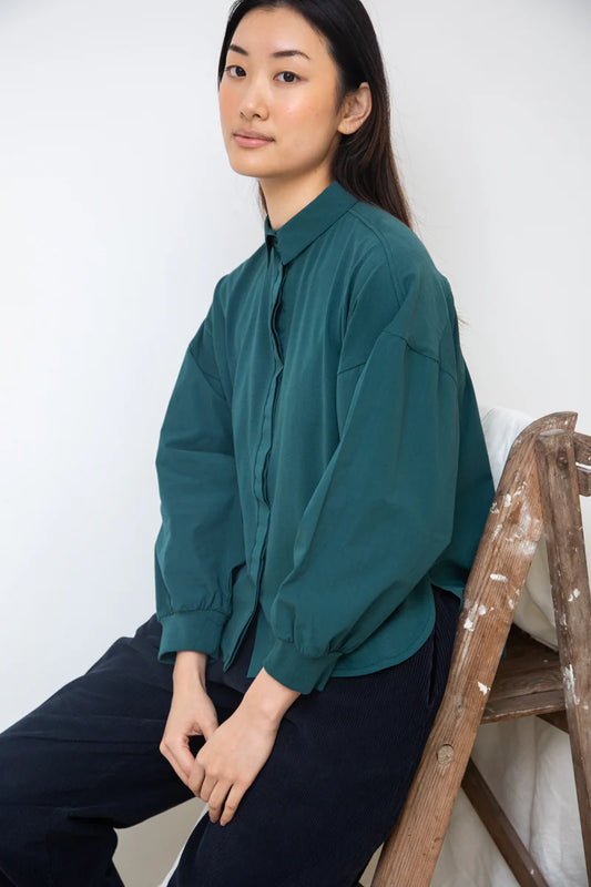 Konara Organic Cotton Jersey and Poplin Shirt Pine
