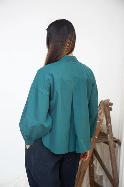 Konara Organic Cotton Jersey and Poplin Shirt Pine