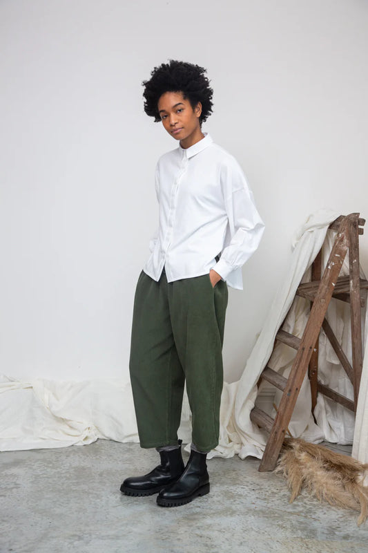 Konara Organic Cotton Jersey and Poplin Shirt White