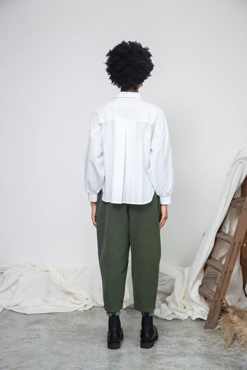 Konara Organic Cotton Jersey and Poplin Shirt White