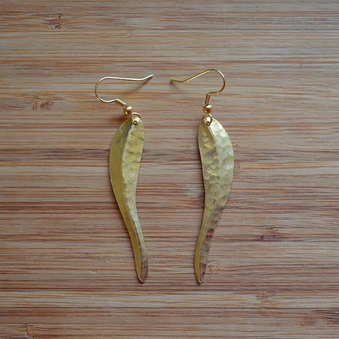 Bombolulu Brass Chilli Leaf Earrings