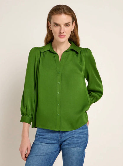 Green Tencel Ruffled Blouse