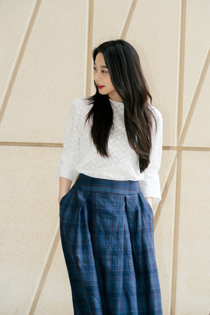 Valery Maxi Skirt - Navy Check