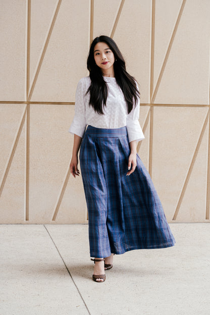 Valery Maxi Skirt - Navy Check